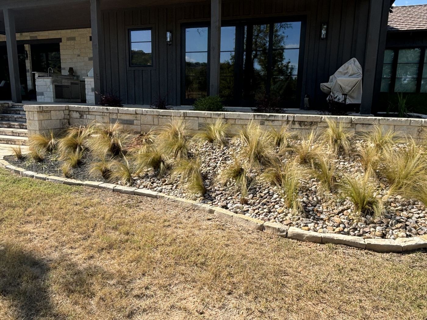 Stone creek bed landscape detail